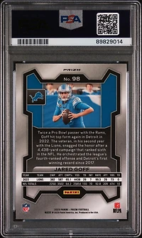 2023 Panini Prizm 98 Jared Goff Silver Prizm PSA 10