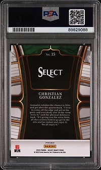 2023 Panini Select Draft Picks 15 Christian Gonzalez Hyper Prizm PSA 10