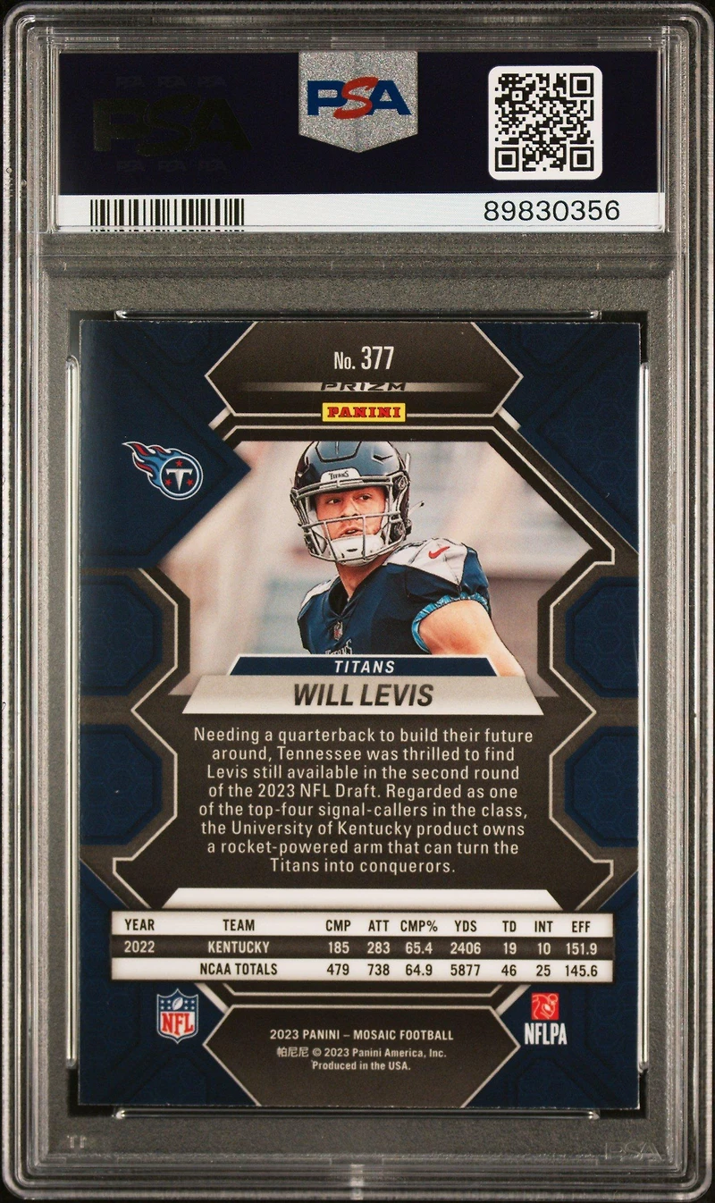 2023 Panini Mosaic 377 Will Levis Reactive Blue PSA 9