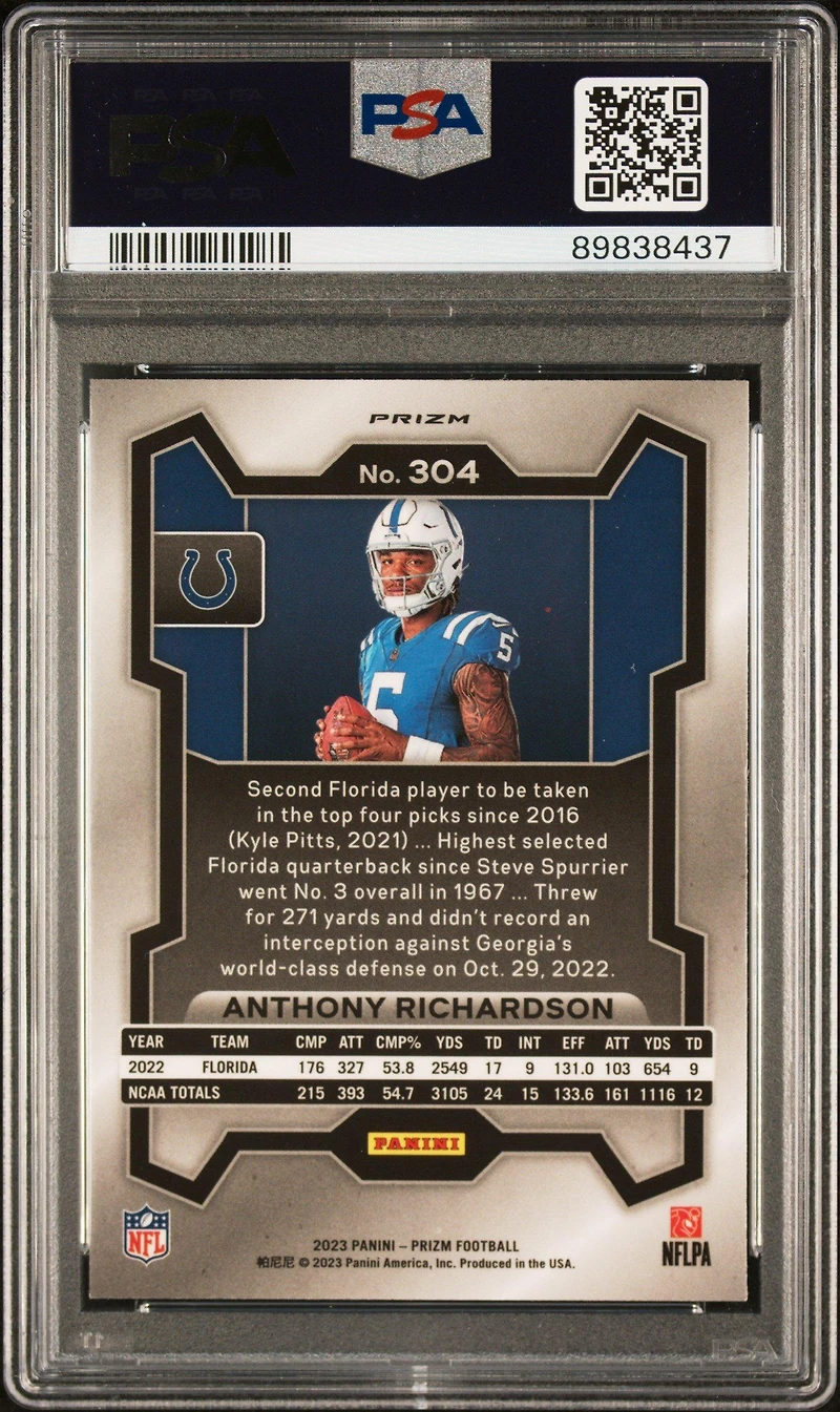 2023 Panini Prizm 304 Anthony Richardson Variation PSA 10