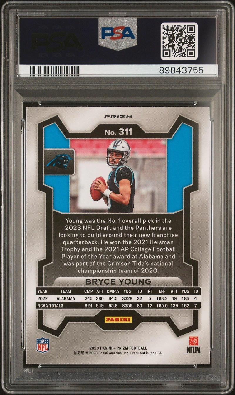 2023 Panini Prizm 311 Bryce Young Green Wave PSA 9