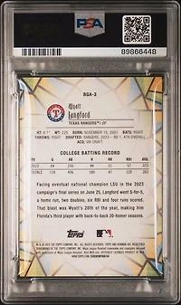 2023 Bowman Draft Bowman Glass Bga3 Wyatt Langford PSA