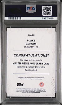 2023 Bowman University Best Bowman Masterpieces Autographs Bmabc Blake Corum PSA 10