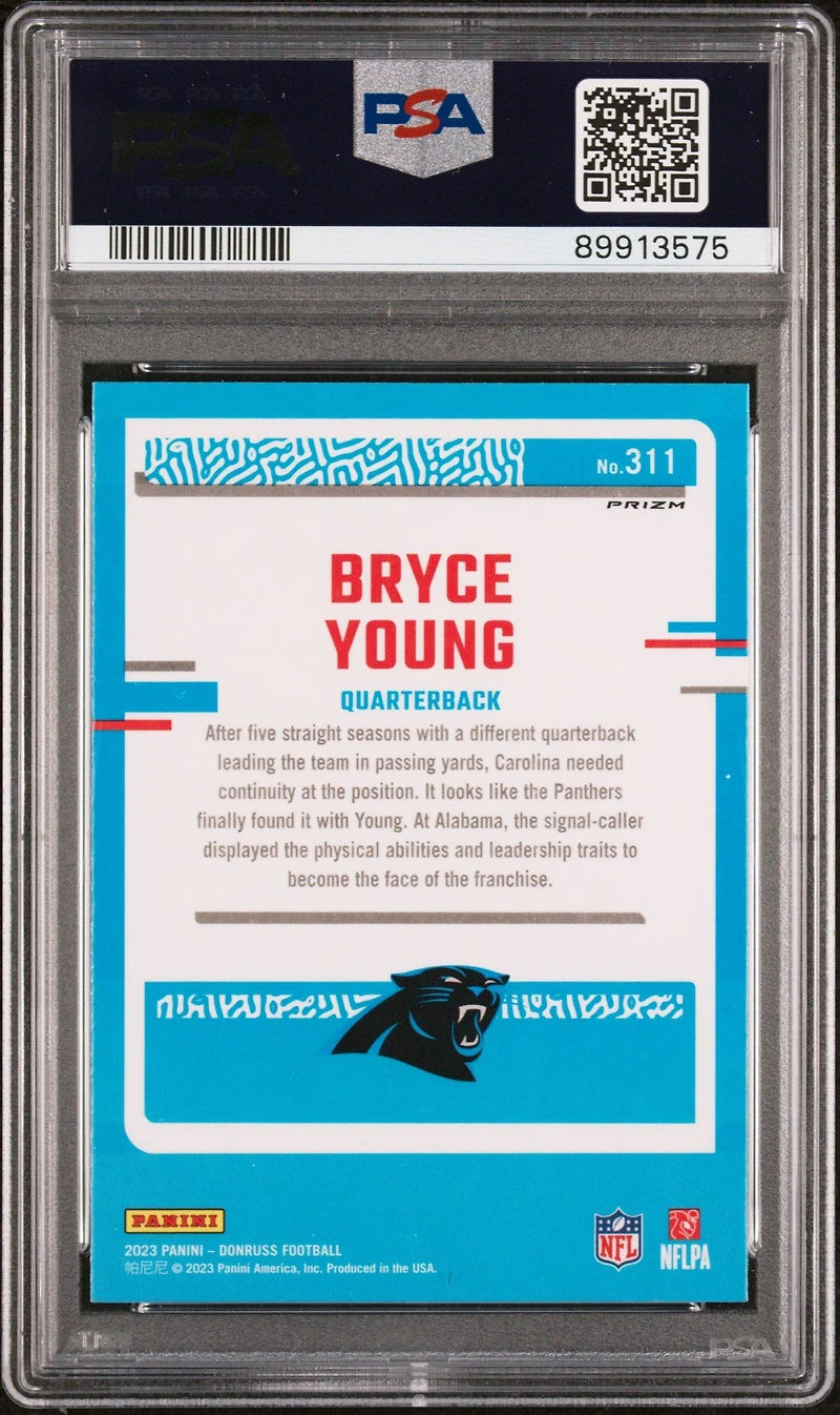 2023 Panini Donruss 311 Bryce Young Optic Preview-pink PSA 10