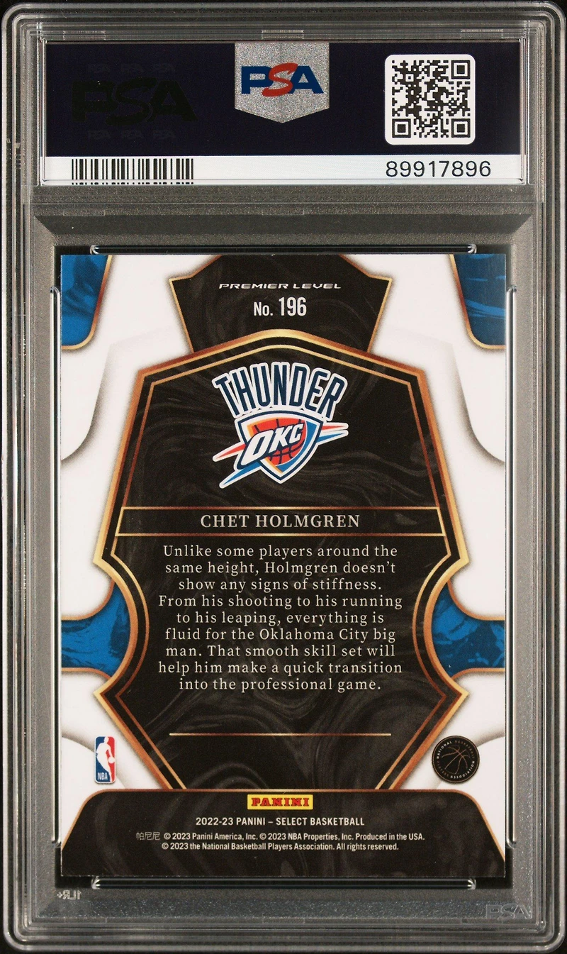 2022 Panini Select 196 Chet Holmgren PSA 10