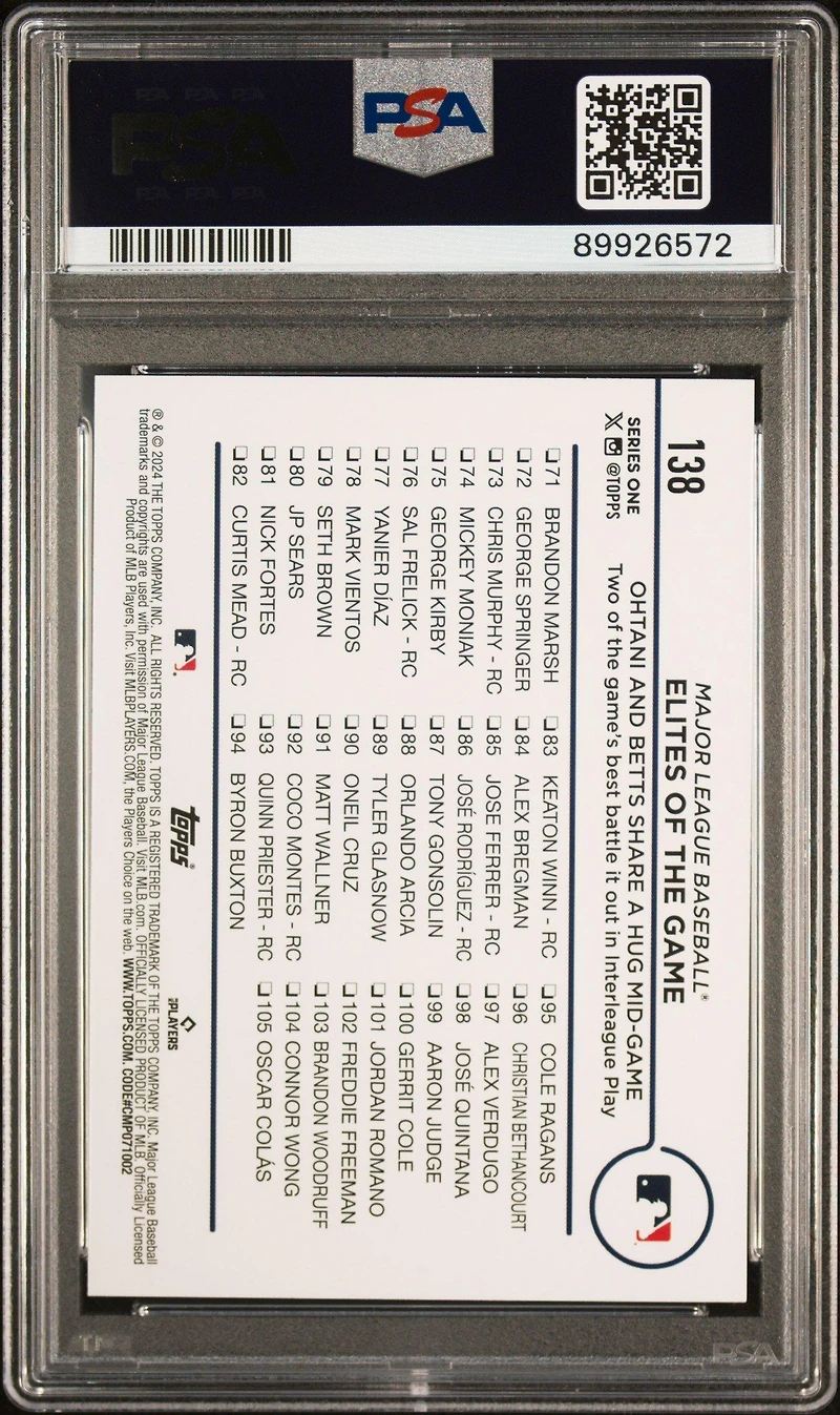 2024 Topps 138 Ohtani/betts PSA 10