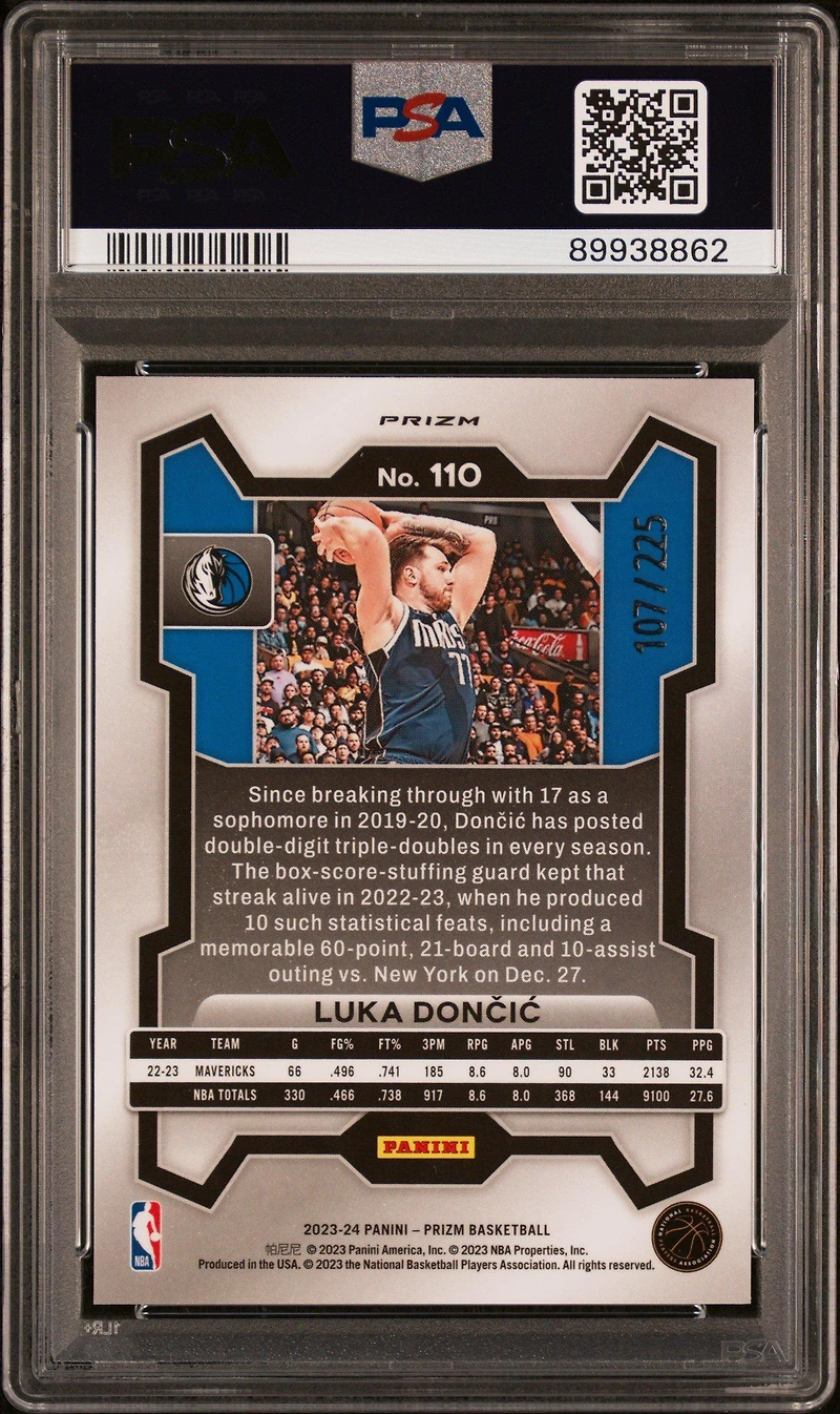 2023 Panini Prizm 110 Luka Doncic Teal Ice PSA 10