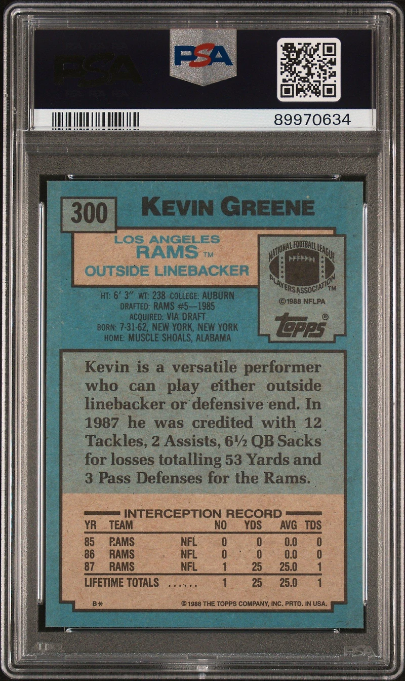 1988 Topps 300 Kevin Greene PSA 10