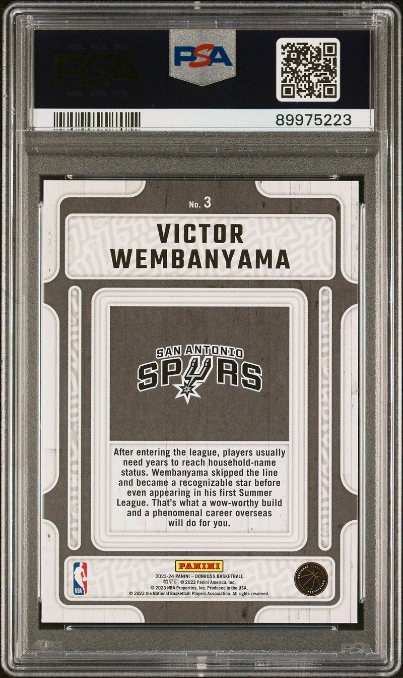 2023 Panini Donruss Hardwood Masters 3 Victor Wembanyama PSA 10