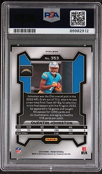 2023 Panini Prizm 353 Quentin Johnston Silver Prizm PSA 10