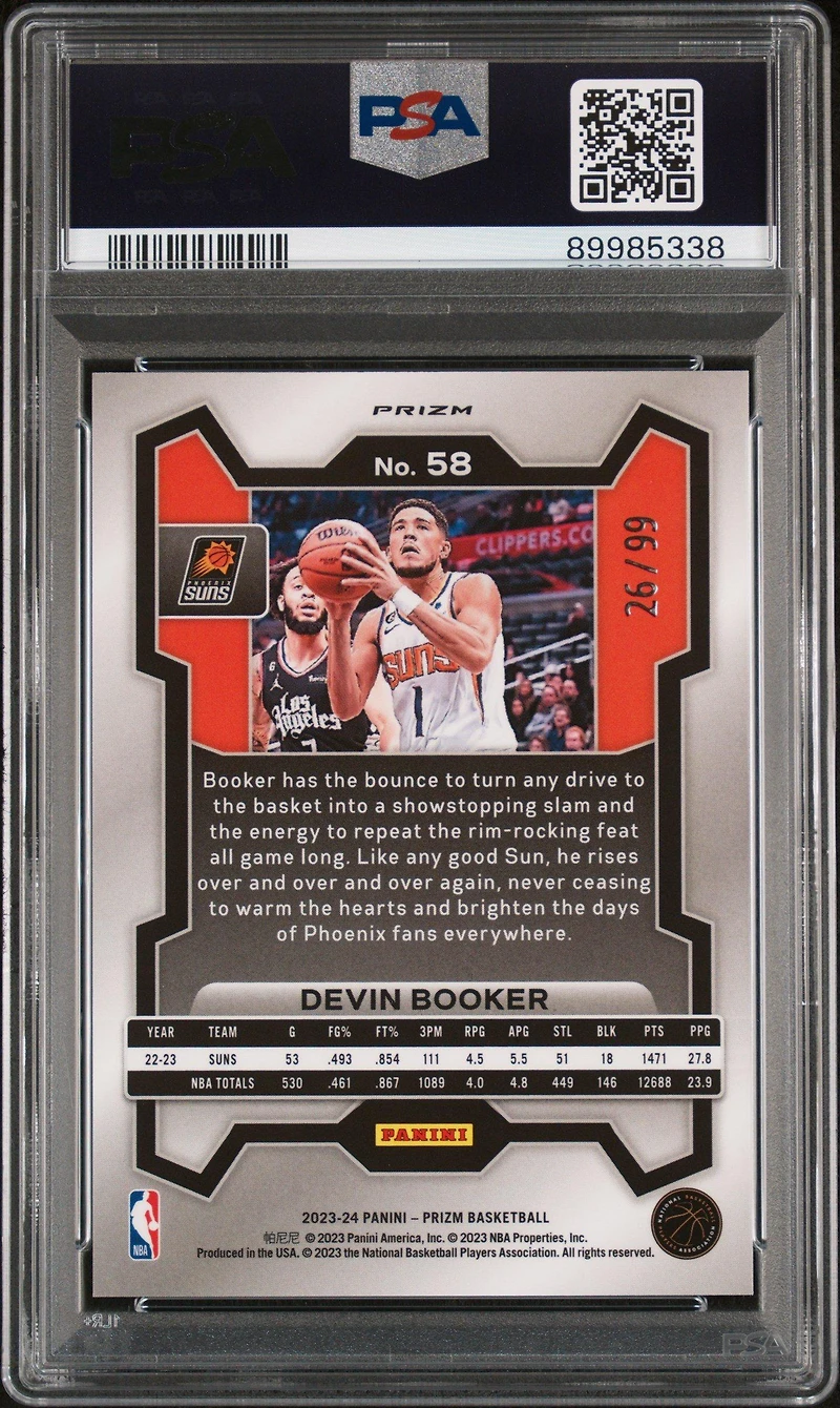 2023 Panini Prizm 58 Devin Booker Purple Prizm PSA 10
