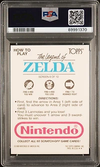1989 Topps Nintendo Scratch-off Legend Of Zelda 8 Screen 8 PSA 9