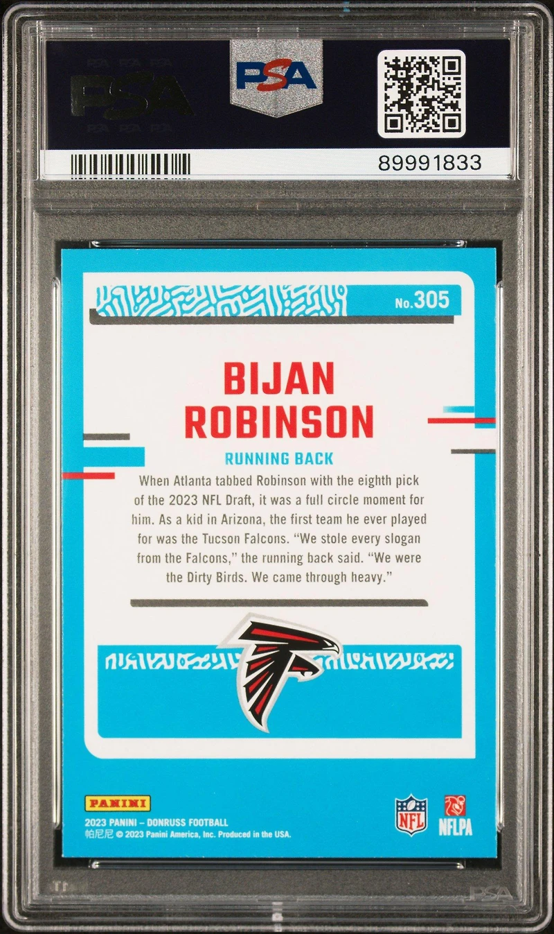 2023 Panini Donruss 305 Bijan Robinson PSA 10