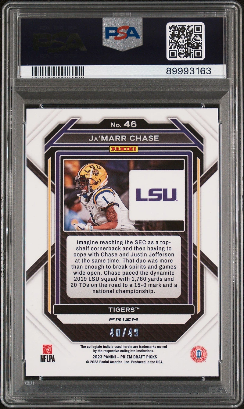 2023 Panini Prizm Draft Picks 46 Ja'marr Chase Red Flash PSA