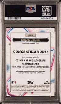 2023 Topps Cosmic Chrome Cosmic Chrome Autograph Nj Nolan Jones Orange Galactic PSA 10