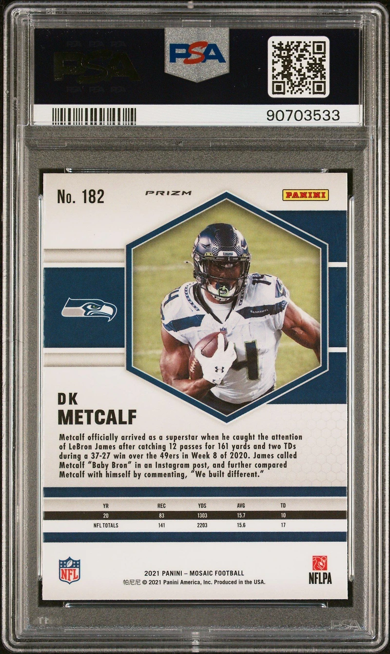 2021 Panini Mosaic 182 Dk Metcalf Genesis PSA 10