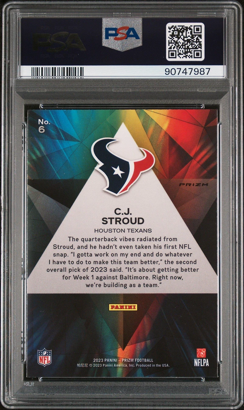 2023 Panini Prizm Prizmatic 6 Cj Stroud Green Prizm PSA 10