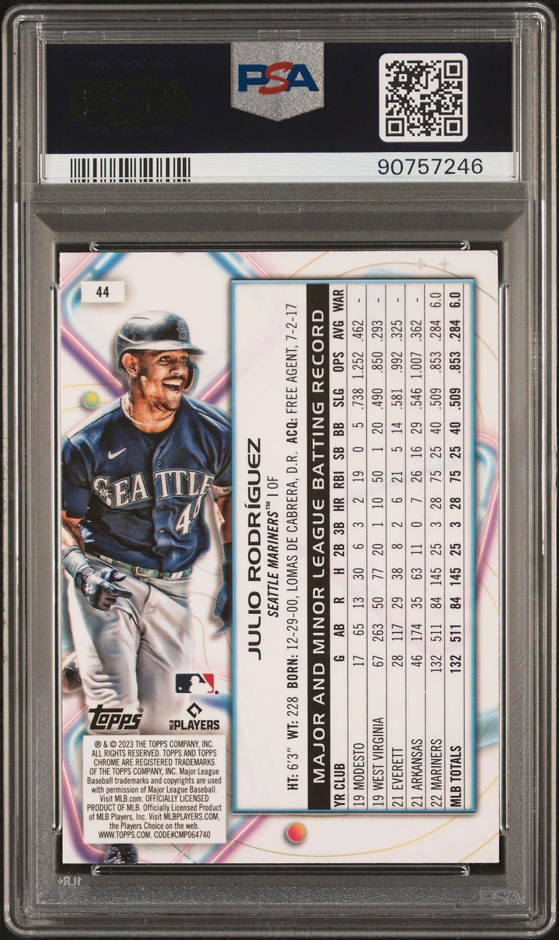 2023 Topps Cosmic Chrome 44 Julio Rodriguez PSA 10
