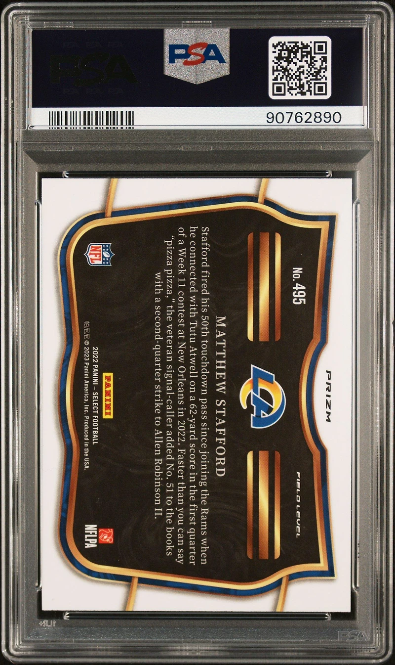 2022 Panini Select 495 Matthew Stafford Cosmic Prizm PSA 10