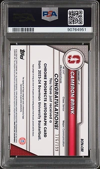 2023 Bowman University Chrome Bowman Chrome Prospects Autographs Cbr Cameron Brink PSA 10