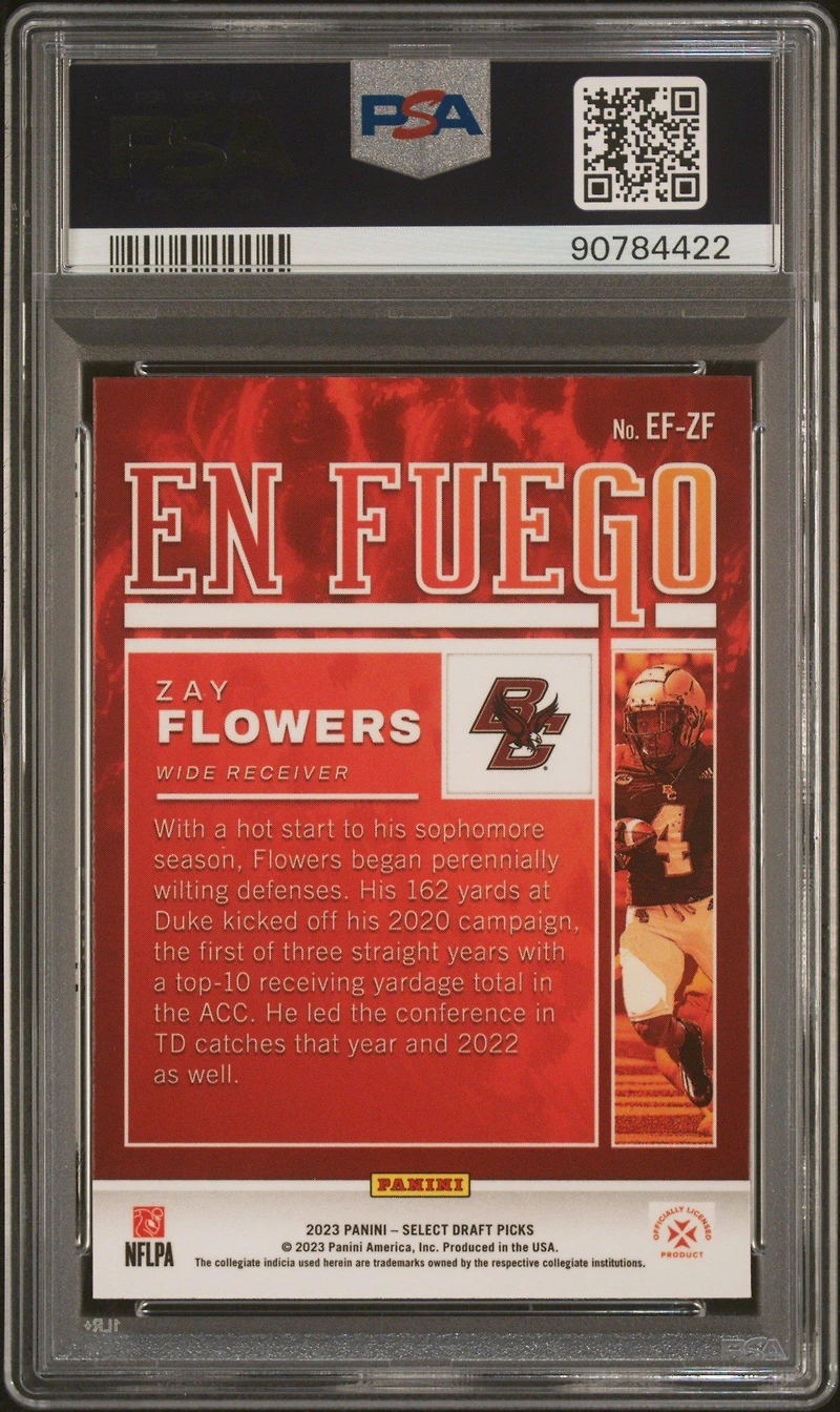 2023 Panini Select Draft Picks En Fuego Efzf Zay Flowers PSA 10