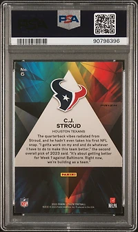 2023 Panini Prizm Prizmatic 6 Cj Stroud No Huddle PSA 10