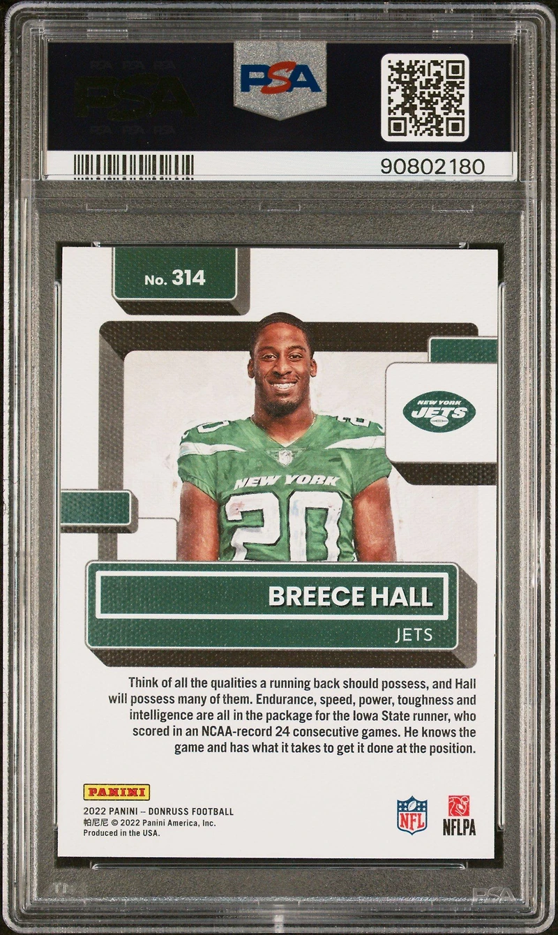 2022 Panini Donruss 314 Breece Hall Portrait PSA 10