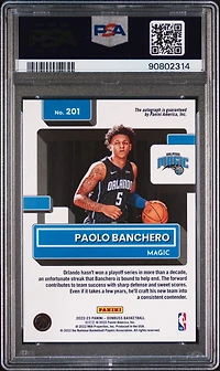 2022 Panini Donruss 201 Paolo Banchero Rated Rookie Signature-choice PSA 10