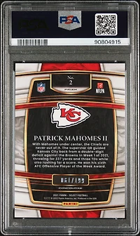 2021 Panini Select 2 Patrick Mahomes Ii Blue Prizm PSA 10