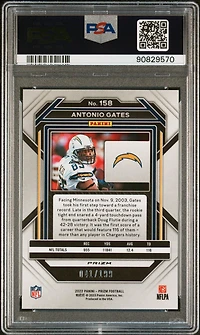 2022 Panini Prizm 158 Antonio Gates Blue Wave PSA 10