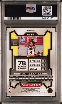 2023 Panini Prizm Monopoly 87 Keyonte George Purple PSA 10