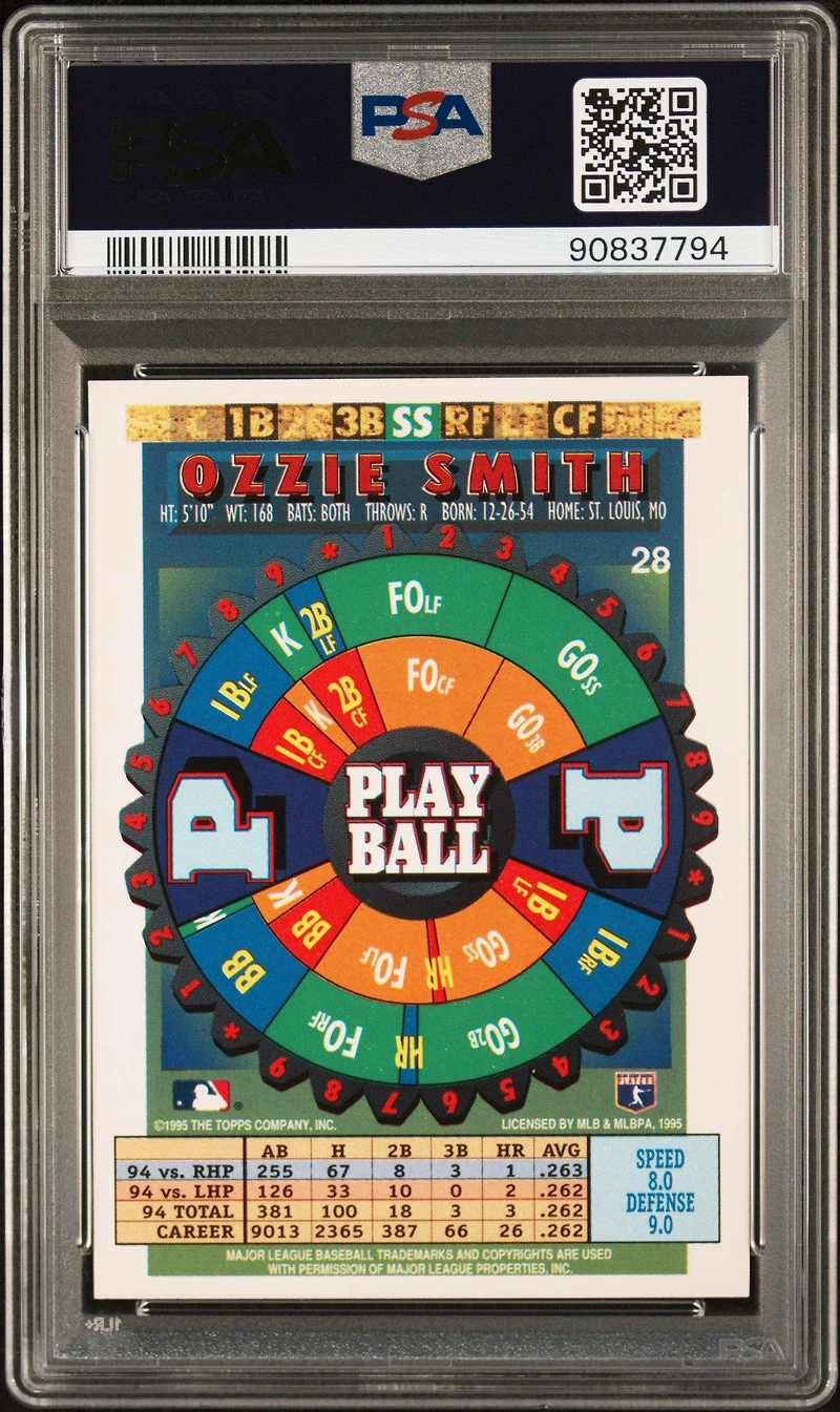 1995 Bazooka 28 Ozzie Smith PSA 10