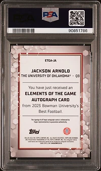 2023 Bowman University Best Elements Of The Game Autographs Ja Jackson Arnold PSA 9