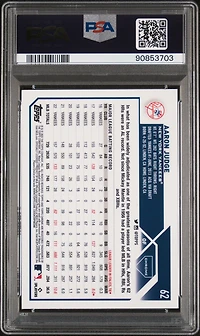 2023 Topps Chrome Logofractor Edition 62 Aaron Judge Pink Refractor PSA 10