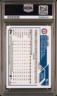 2023 Topps Chrome Rookie Autograph Rajj Josh Jung Blue Refractor PSA 10