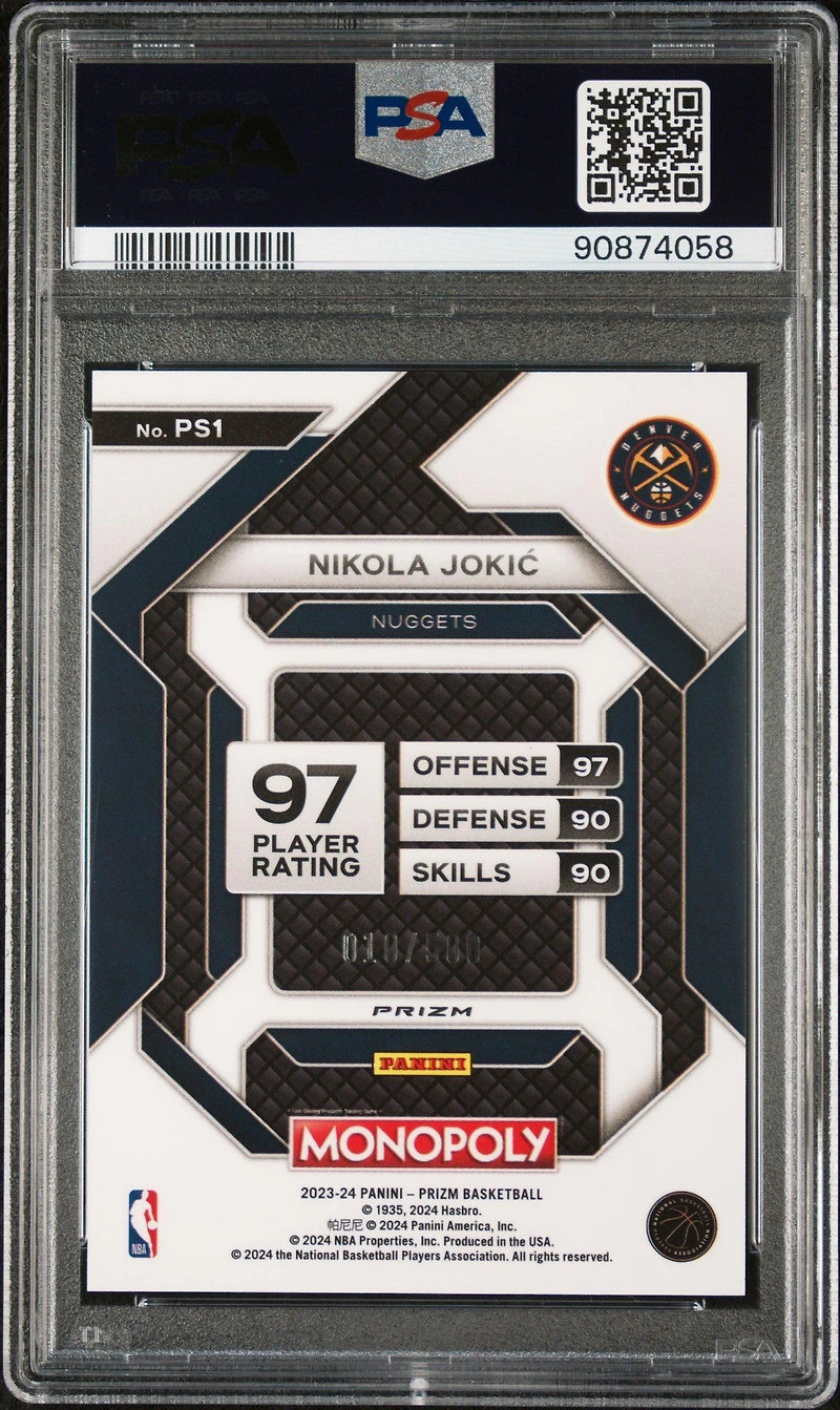 2023 Panini Prizm Monopoly All-star Ps1 Nikola Jokic PSA 9