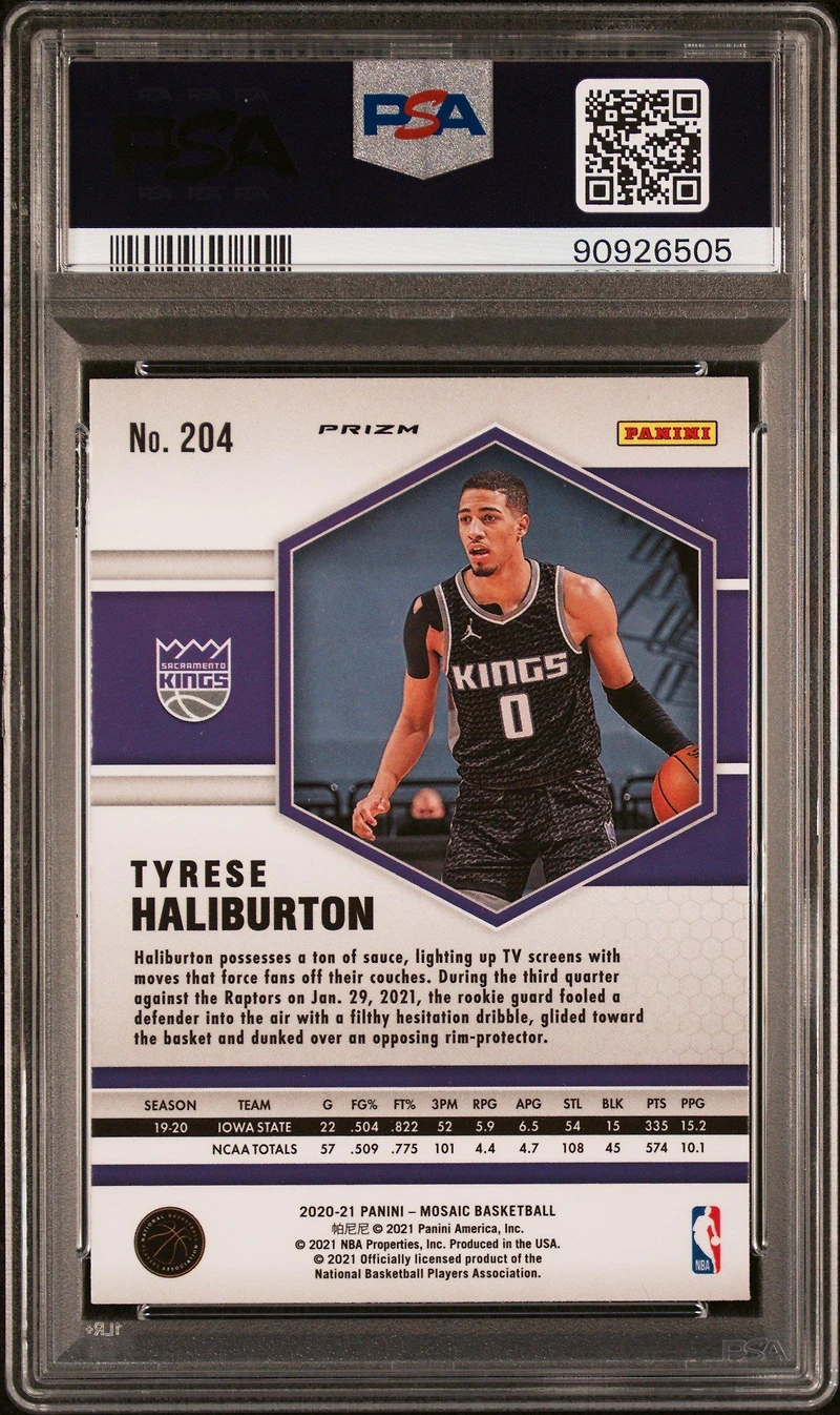2020 Panini Mosaic 204 Tyrese Haliburton Camo Pink PSA 10