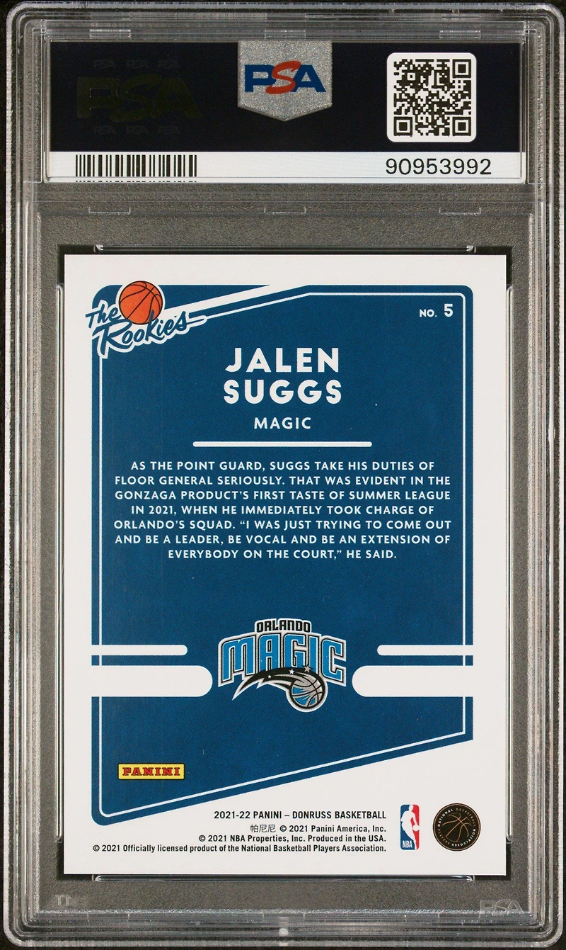2021 Panini Donruss The Rookies 5 Jalen Suggs Holo Red Laser PSA 10