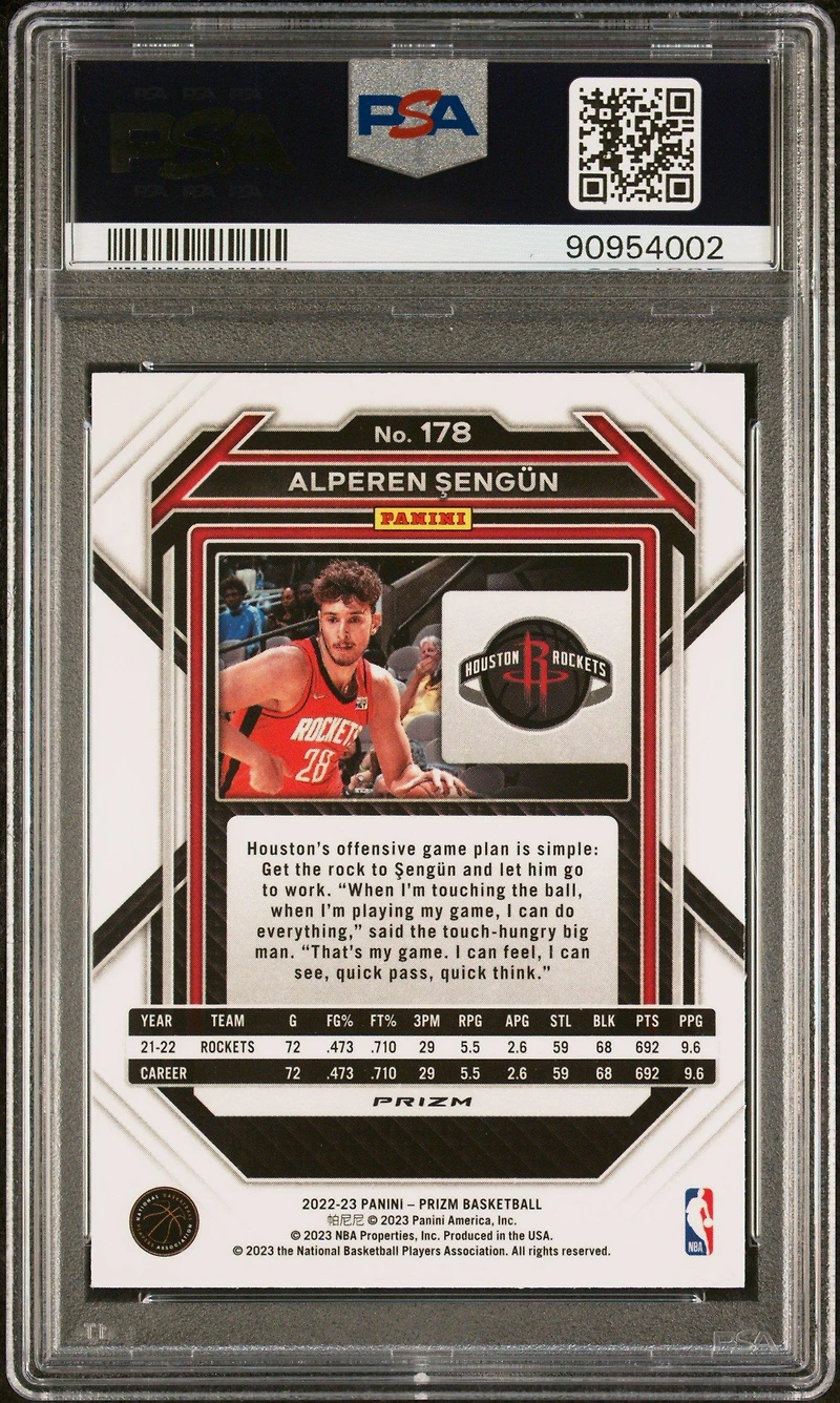 2022 Panini Prizm 178 Alperen Sengun Red Ice PSA 10