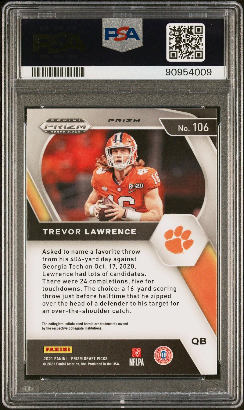 2021 Panini Prizm Draft Picks 106 Trevor Lawrence Red/white/blue Prizm PSA 10