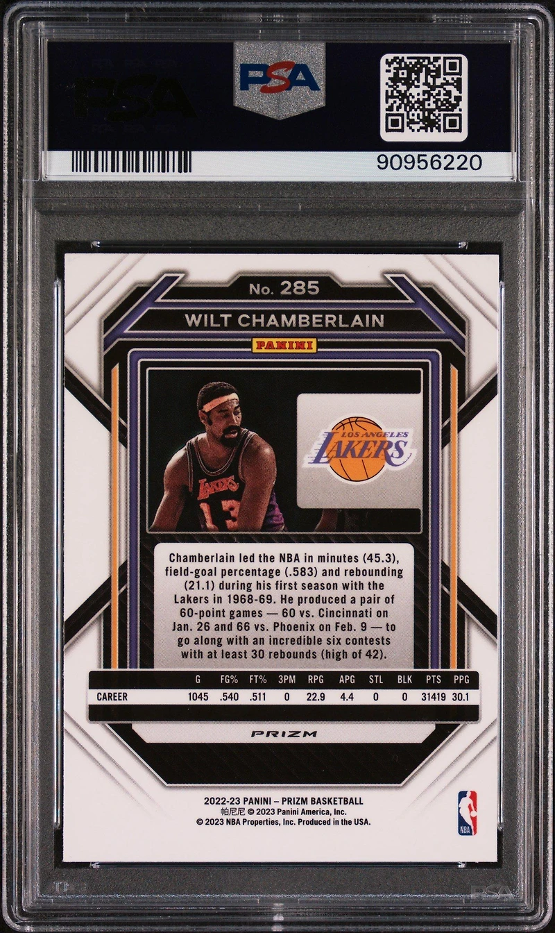 2022 Panini Prizm 285 Wilt Chamberlain Pulsar PSA 10