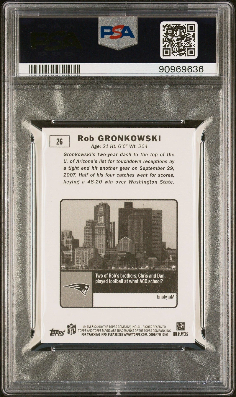 2010 Topps Magic 26 Rob Gronkowski Mini PSA 9