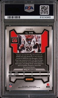 2023 Panini Prizm 319 Dj Turner White Sparkle PSA 10