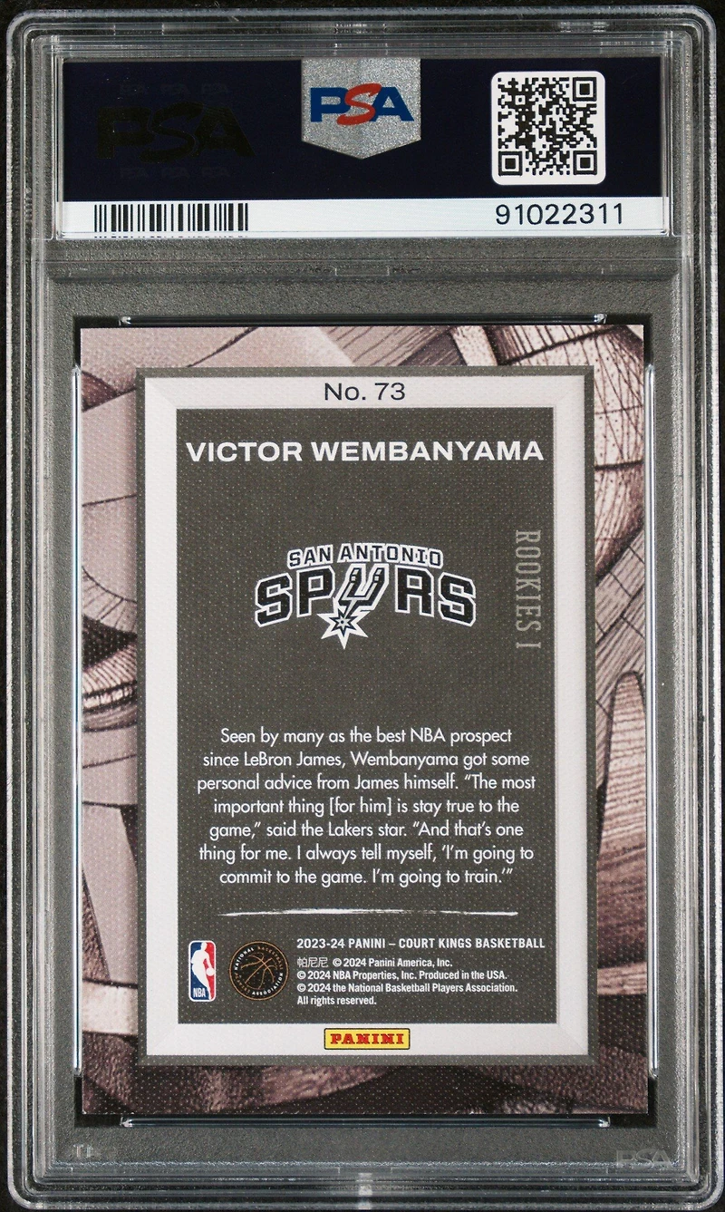 2023 Panini Court Kings 73 Victor Wembanyama PSA 9