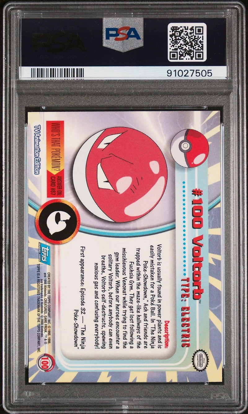 2000 Topps Pokemon Tv Animation Series 2 100 Voltorb PSA 10