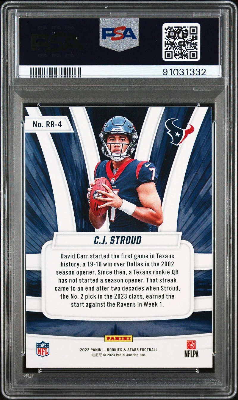 2023 Panini Rookies & Stars Rookie Rush Rr4 Cj Stroud PSA 10