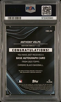 2023 Topps Chrome Black Autographs Av Anthony Volpe Green Refractor PSA 10
