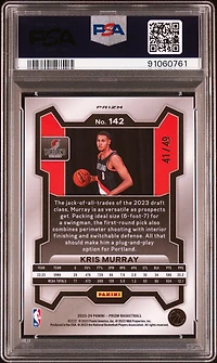 2023 Panini Prizm 142 Kris Murray Blue Choice PSA 10
