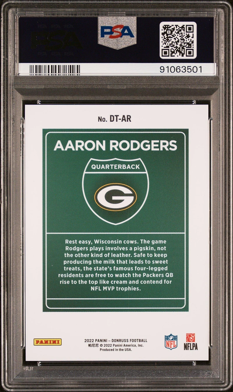 2022 Panini Donruss Downtown Dtar Aaron Rodgers PSA 9