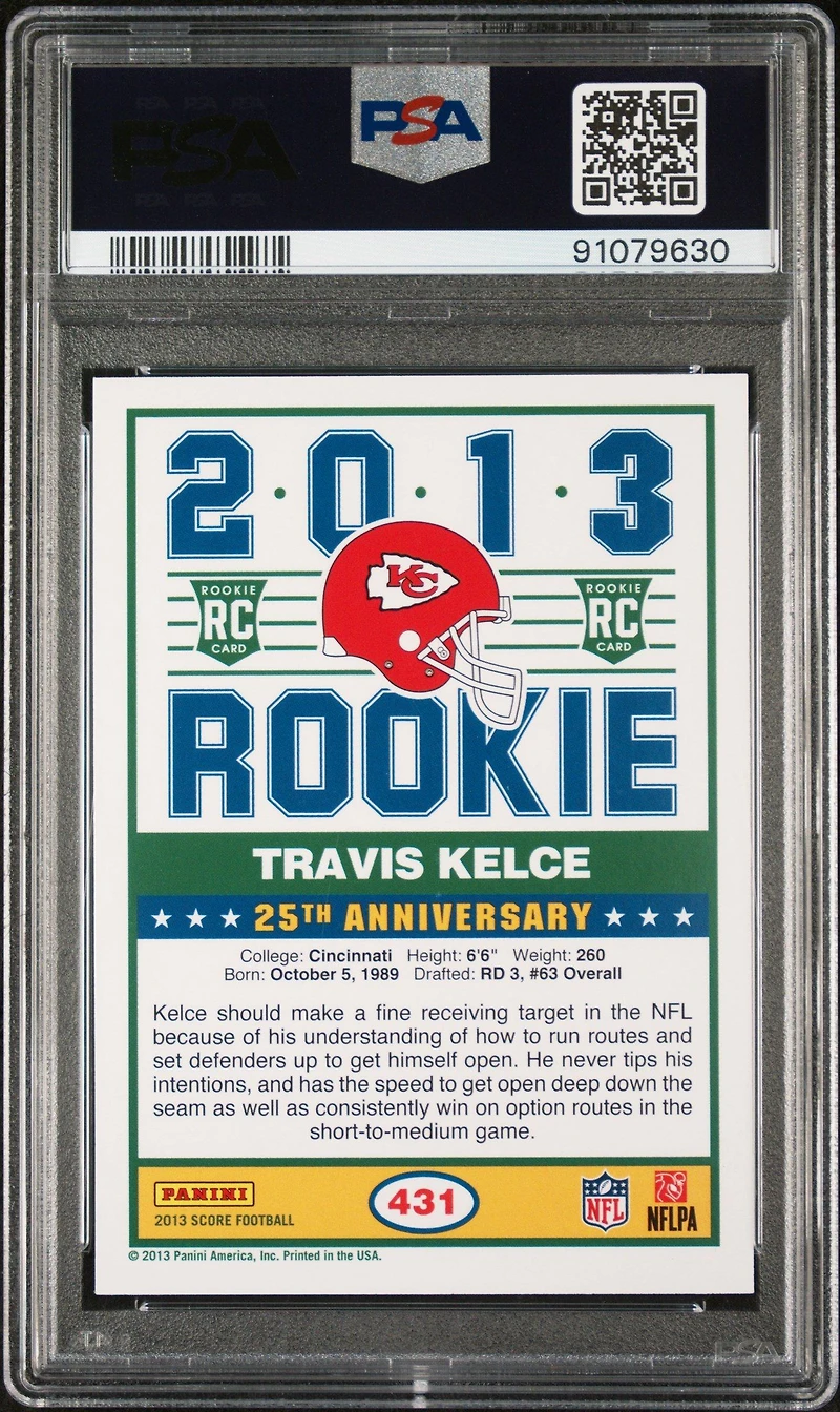 2013 Panini Score 431 Travis Kelce Blue PSA 9